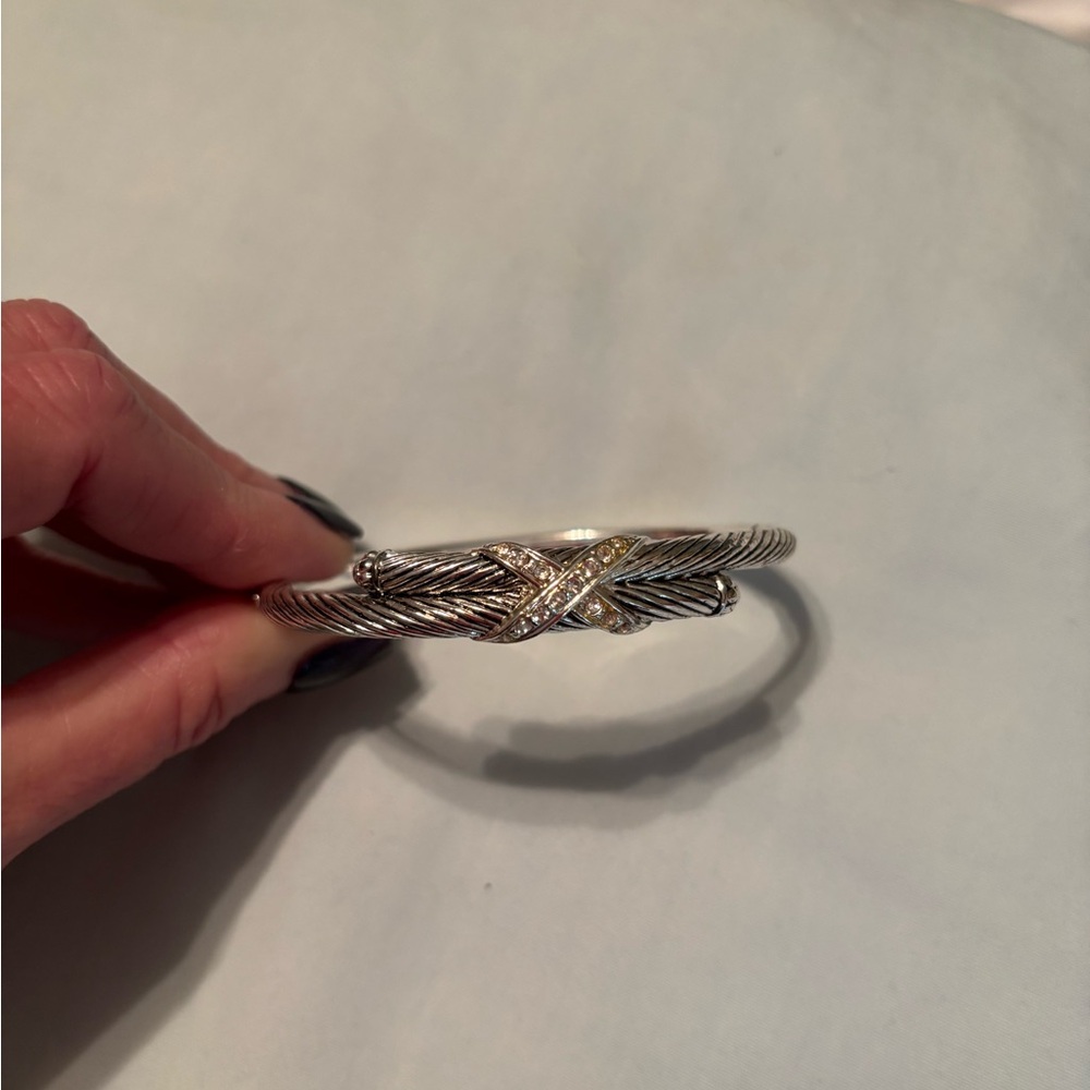 Silver bracelet with rhinestones